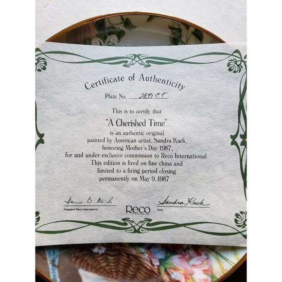 1987 Reco collection Plate "A Cherished Time" - Picture 2 of 5